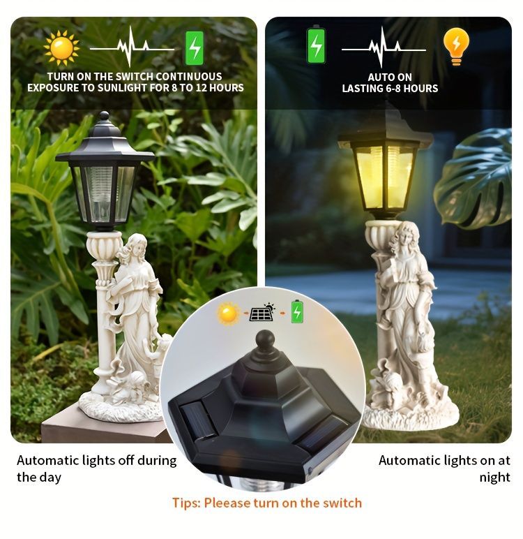 ソーラーライト ガーデンライト ガーデンオーナメント 女性と子供たち 彫刻風 街灯 庭オブジェ 置物 癒しグッズ ガーデニング お庭 玄関ライト 園芸装飾 樹脂 ギフト プレゼント お祝い 感