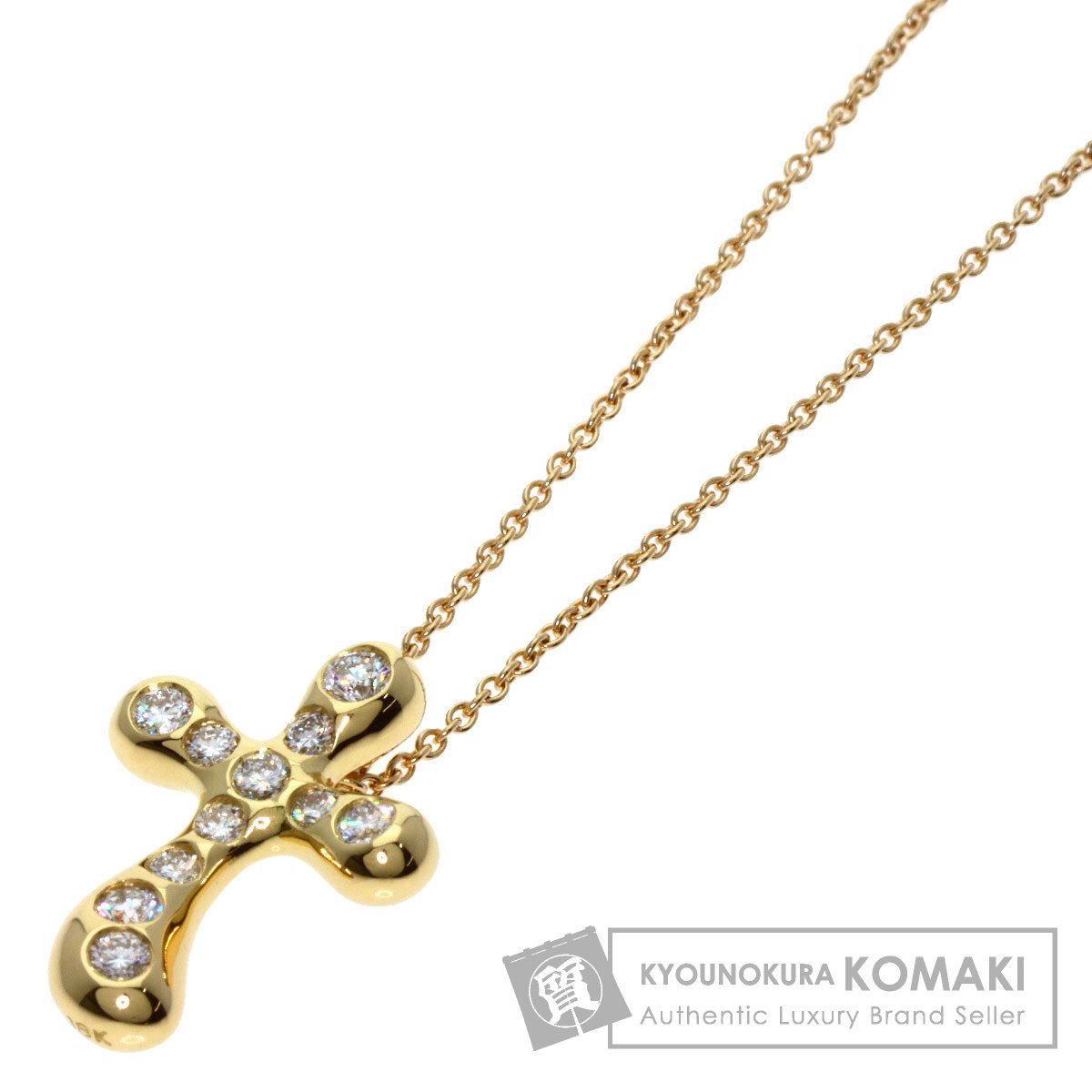 TIFFANY-Co. ティファニー エルサ ペレッティ クロス ダイヤモンド ネックレス K18YG レディース