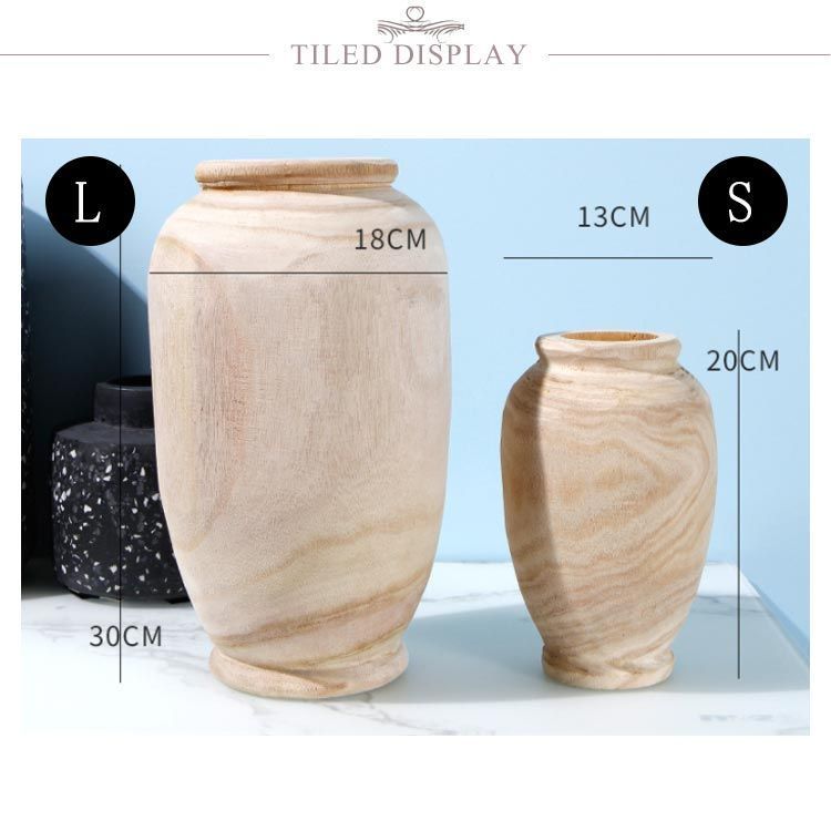 木製 花器 天然木 丸 フラワースタンド 造花 花瓶 Lサイズ 木