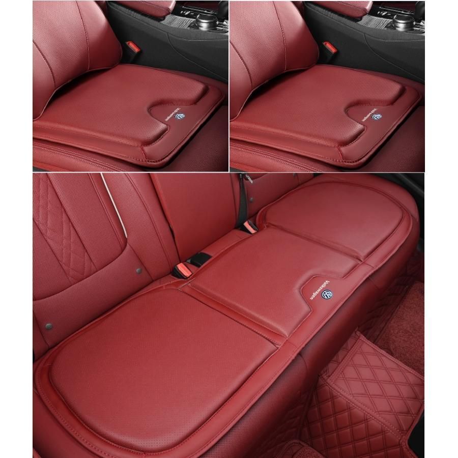 ◆フォルクスワーゲン◆レッド◆シートクッション カーシートカバー 座布団2点+車の後席1点 座席クッション 車用シート保護 滑り止め ナッパレザー 672