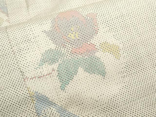 平和屋着物○本場大島紬 白大島 9マルキ 草花文 証紙付き 正絹 逸品  