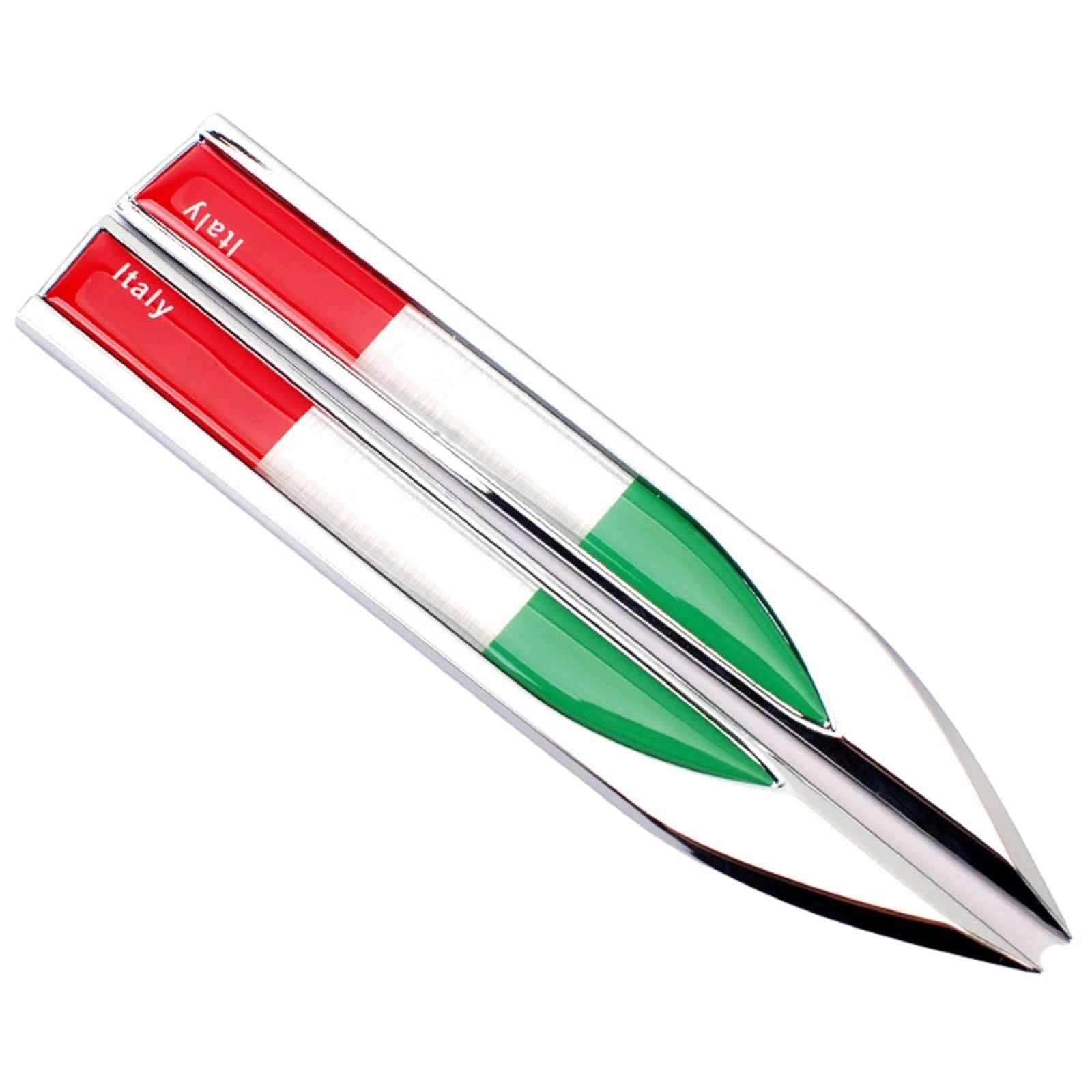 【在庫処分】TIGRE BLANC 立体 ステッカー シール 車 国旗 エンブレム 3D デカール メッキ調 アクセサリー ドレスアップ 汎用 アルミ 15cm 1.7cm イタリア