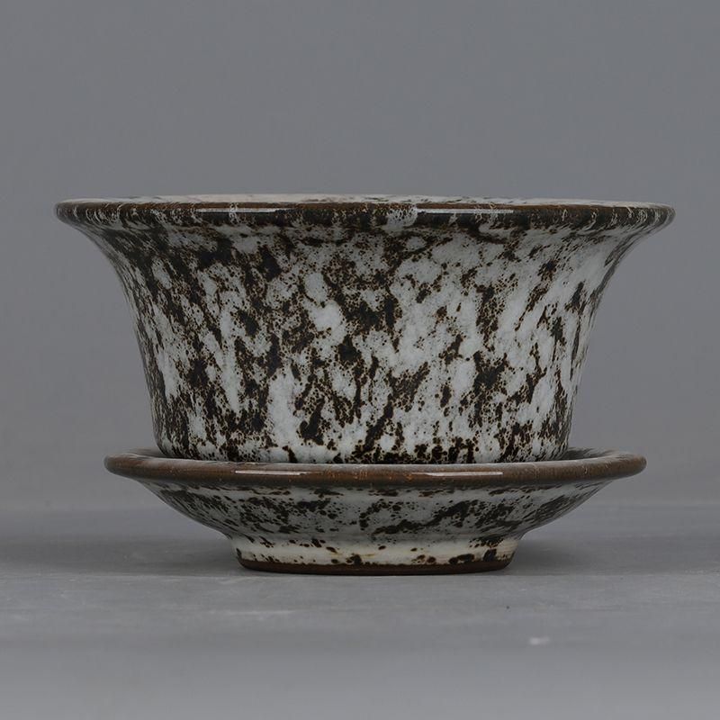 窯変褐白釉菖蒲多肉帯託開口鉢 盆栽鉢 植木鉢 小品盆栽鉢 大品盆栽鉢