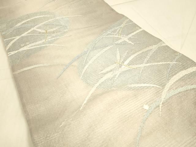 ★専用★美品 名古屋帯 夏帯 夏 絽 黒 植物文 金糸 長さ3ｍ54㎝ お洒落 名古屋帯 秀品 夏帯 絽 八寸名古屋帯 松葉仕立て 幾何学模様 金