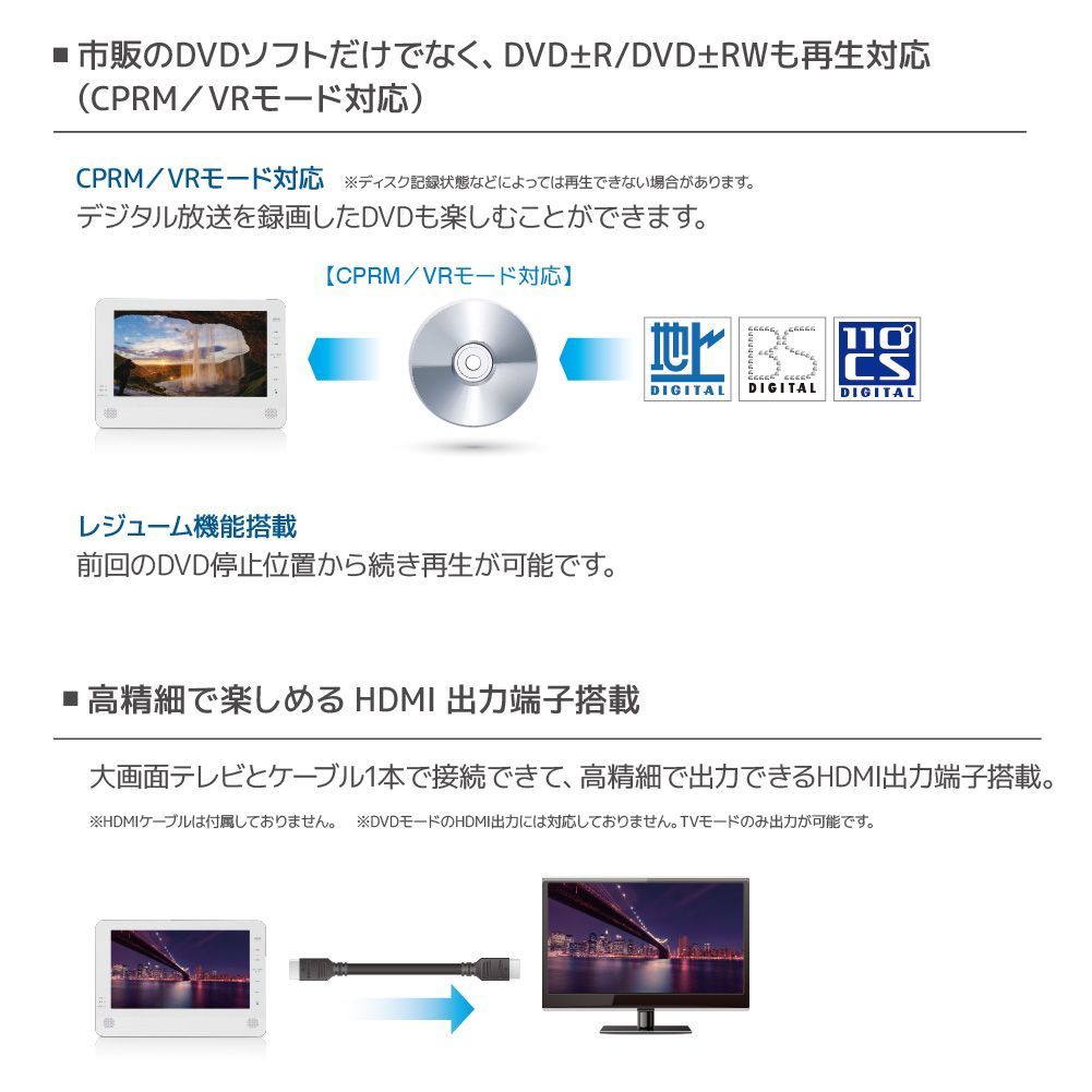【美品】ちょい録 防水10インチ 内蔵メモリ搭載TV/DVDポータブルプレーヤー HDTVWP10V【生産終了品】| コストパフォーマンス最高のテレビ