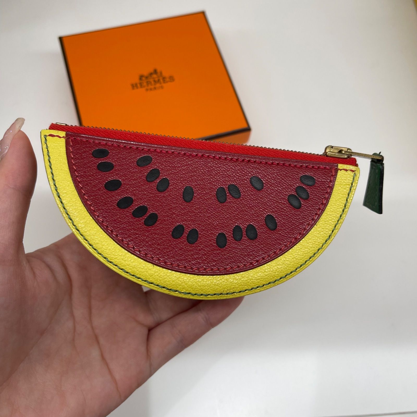 美品】HERMES エルメス フルーツコインケース スイカ シェーブル 