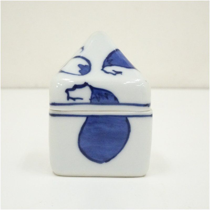 京焼 手塚祥堂造 染付茄子香合（共箱） 茶道具 茶道 香道 香道具