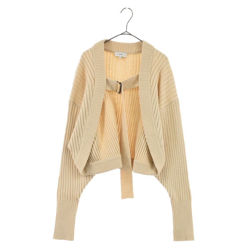 HYKE ベルテッドショートニットカーディガン HYKE (ハイク) 19AW ベルテッドショートニットカーディガン ベージュ
