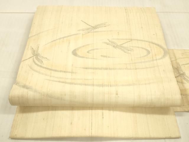 平和屋着物＊夏物 九寸名古屋帯 手描き 流水蜻蛉文 正絹 逸品