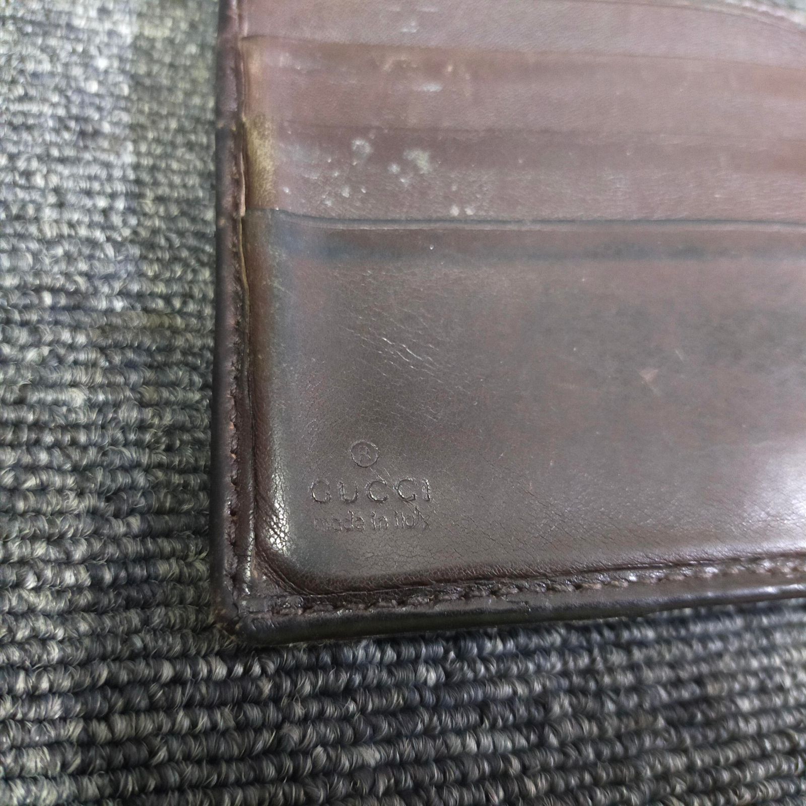 GUCCI グッチ 二つ折り財布 GG柄 レザー ブラウン ゴールド金具