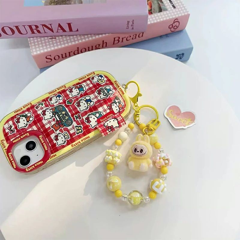 ラブブ風 チャーム ビーズストラップ かわいい キーリング ストラップ