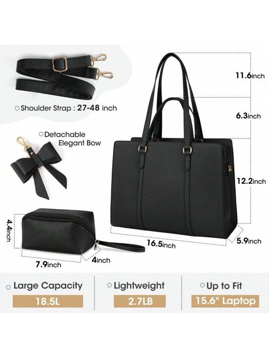 バッグ レディース トートバッグ 15.6インチ レディース ラップトップバッグ 防水レザーラップトップブリーフケース 大容量 軽量 ビジネス オフィス 仕事バッグ