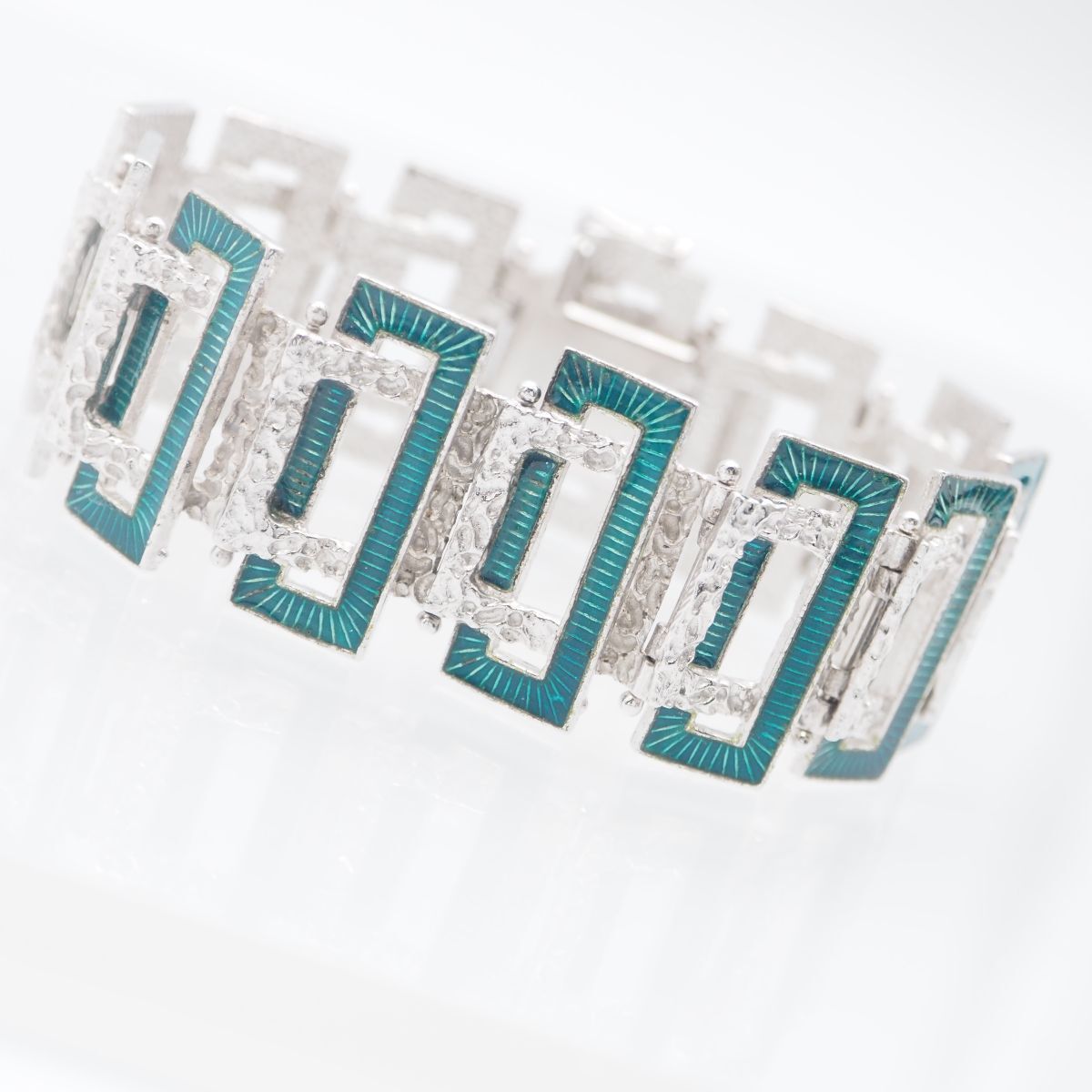 G702 BREV. 800刻印 ブレスレット グリーンエナメル デザイン シルバー