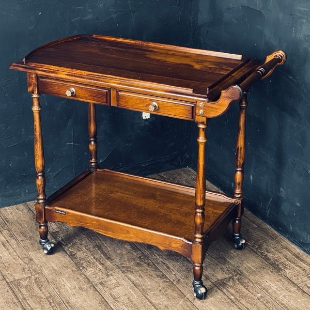 イタリア 象嵌細工 キッチンワゴン ティーカート サーヴィングカート カート キッチンワゴン 象嵌細工 イタリア製 バタフライ天板 折りたたみ天板