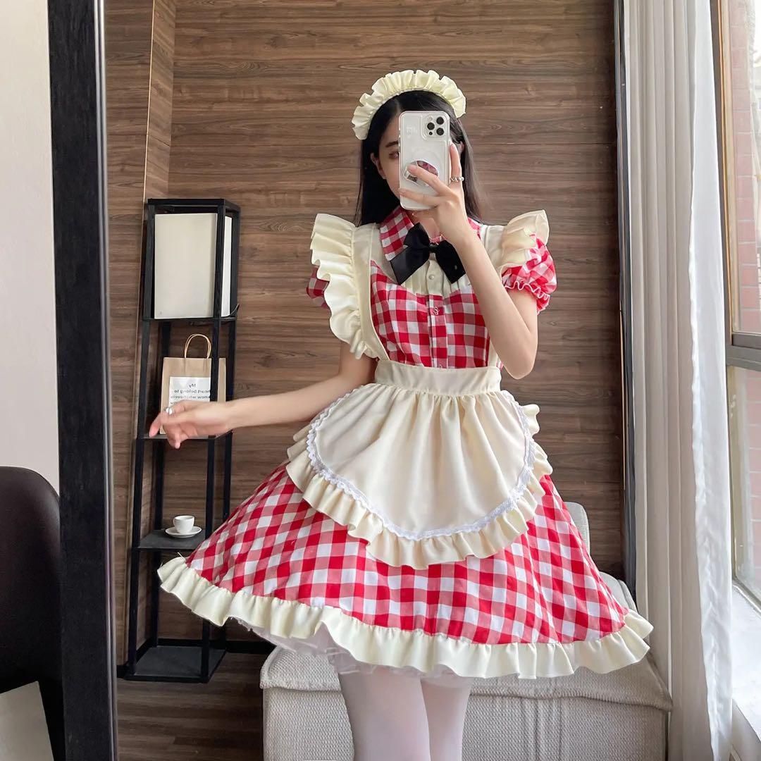 チェック柄ロリータワンピース お出かけや女子会