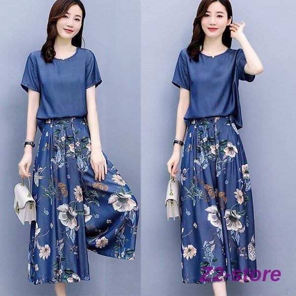 セットアップ レディース 春 夏 半袖 20代 30代 40代 ブラウス デニム