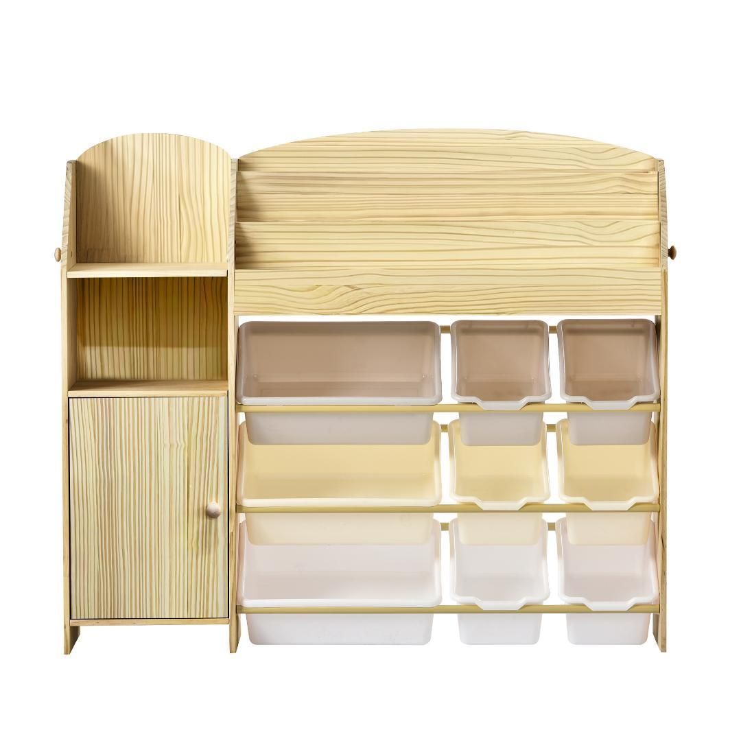 大容量子供用絵本棚　絵本ラック おもちゃ おもち収納 天然木　 WHITE 絵本ラック 絵本棚 大容量 本棚 収納ラック 多機能 おもちゃ収納 収納