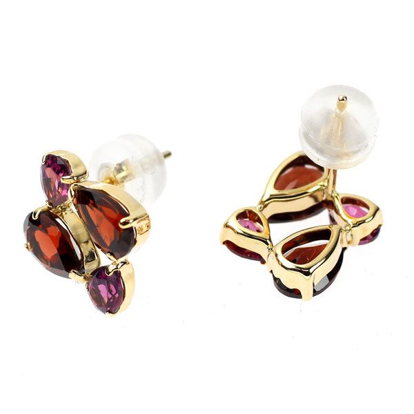 K18YG ガーネット ピンクトルマリン ピアス 2.00ct