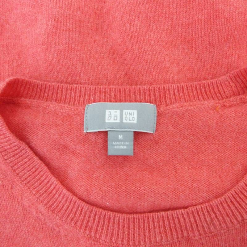 ユニクロ UNIQLO カシミヤクルーネックセーター ニット 長袖 M ピンク