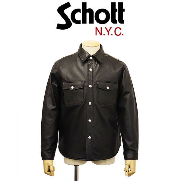 Schott (ショット) 3121025 LAMB LEATHER CPO SHIRT ラムレザー シャツ