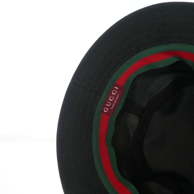 グッチ GUCCI キャンバス バケットハット 帽子 L 58cm ブラック 黒