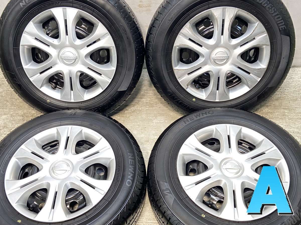 185|70R14 ブリヂストン NEWNO 日産純正 14x5.5 100-4穴 タイヤ サマータイヤ ホイールセット 4本セット s14250513176