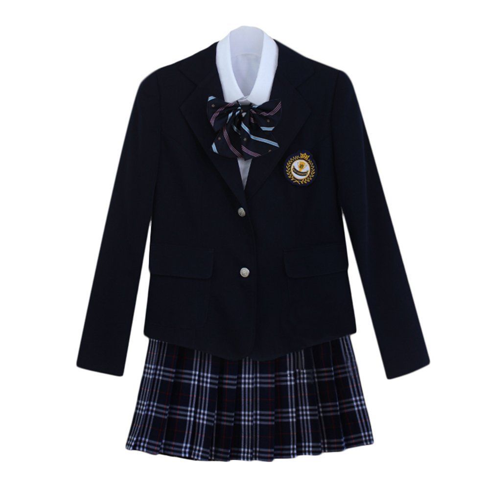 L_YS07 卒業式 正統派ガールズ スカートスーツ 女の子男の子 ジュニア フォーマル スーツ入学式 中学 私服 高校 制服 (ニットカーディガン/シャツ/スカート/ネクタイ/パッジ) 男性女性 受験 面