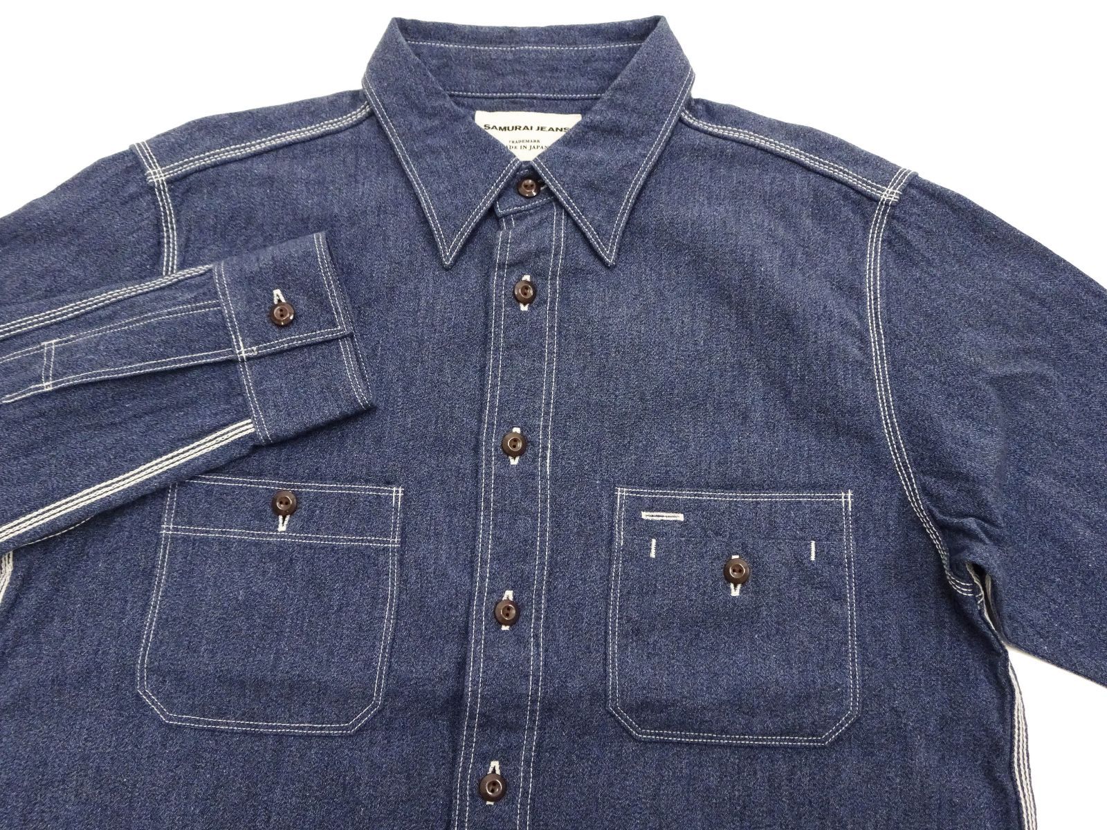 サムライジーンズ　セルビッチシャンブレーワークシャツ　サイズM サムライジーンズ Samurai Jeans 撚り杢セルビッチ シャンブレー