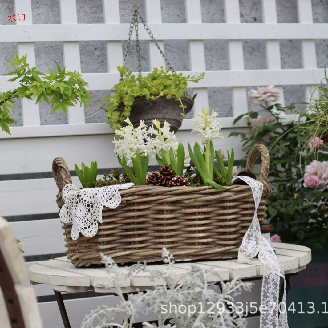 プランター ヴィンテージ調 酸化マグネシウム 編かご 鉢植え 寄せ植え フラワーポット 多肉植物 ガーデニング 雑貨 ガーデン雑貨 ガーデンインテリア ガーデン インテリア 庭の装飾 お洒落 おしゃれ