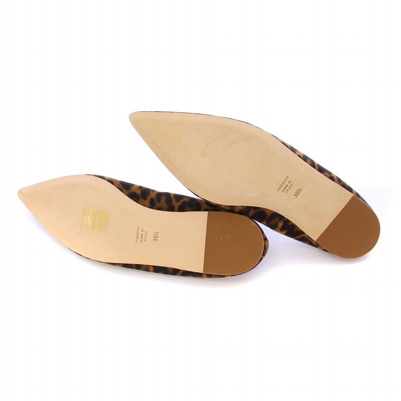 BRENTA レオパード　ポインテッドフラットパンプス　37 1/2 BRENTA レオパード ポインテッドフラットパンプス 37 1/2