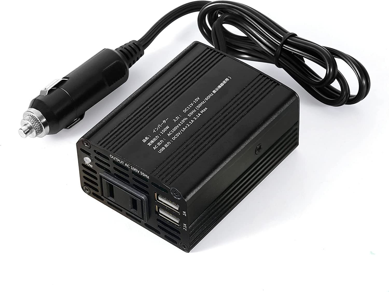 シガーソケット 150W コンセント DC12VをAC100Vに変換 インバーター USB 2ポート 搭載 車載用インバーター BESTEK 12V車 カーインバーター BT6500-BK