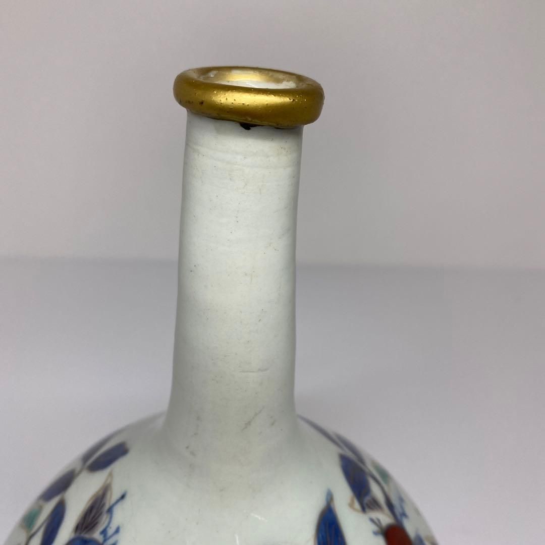 江戸中期 古伊万里 染付赤絵花入 高さ25㎝ 東Y6-0605②タサオ