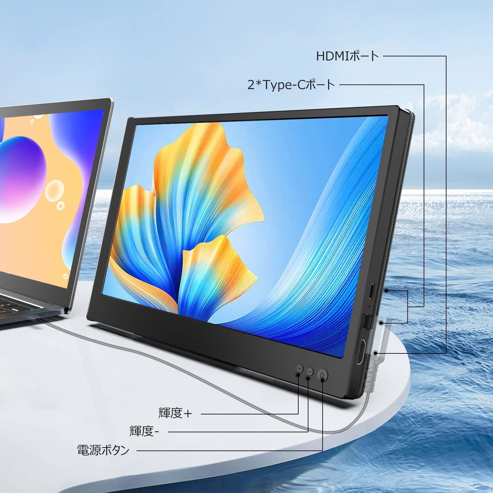 モバイルモニター ミニモニター 11.6インチ 610g 軽量 狭額縁 220nits