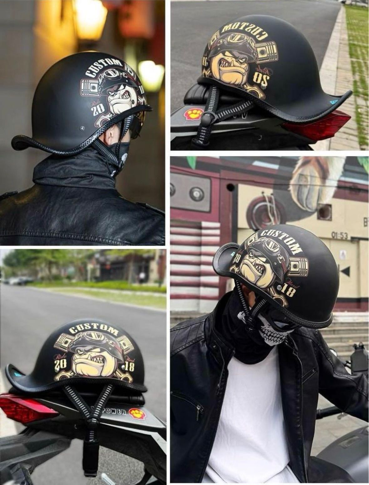 黒半キャップハーフヘルメット 半帽子原付ヘルメットハーレーヘルメットダックテール 黒半キャップハーフヘルメット 半帽子原付ヘルメットハーレー