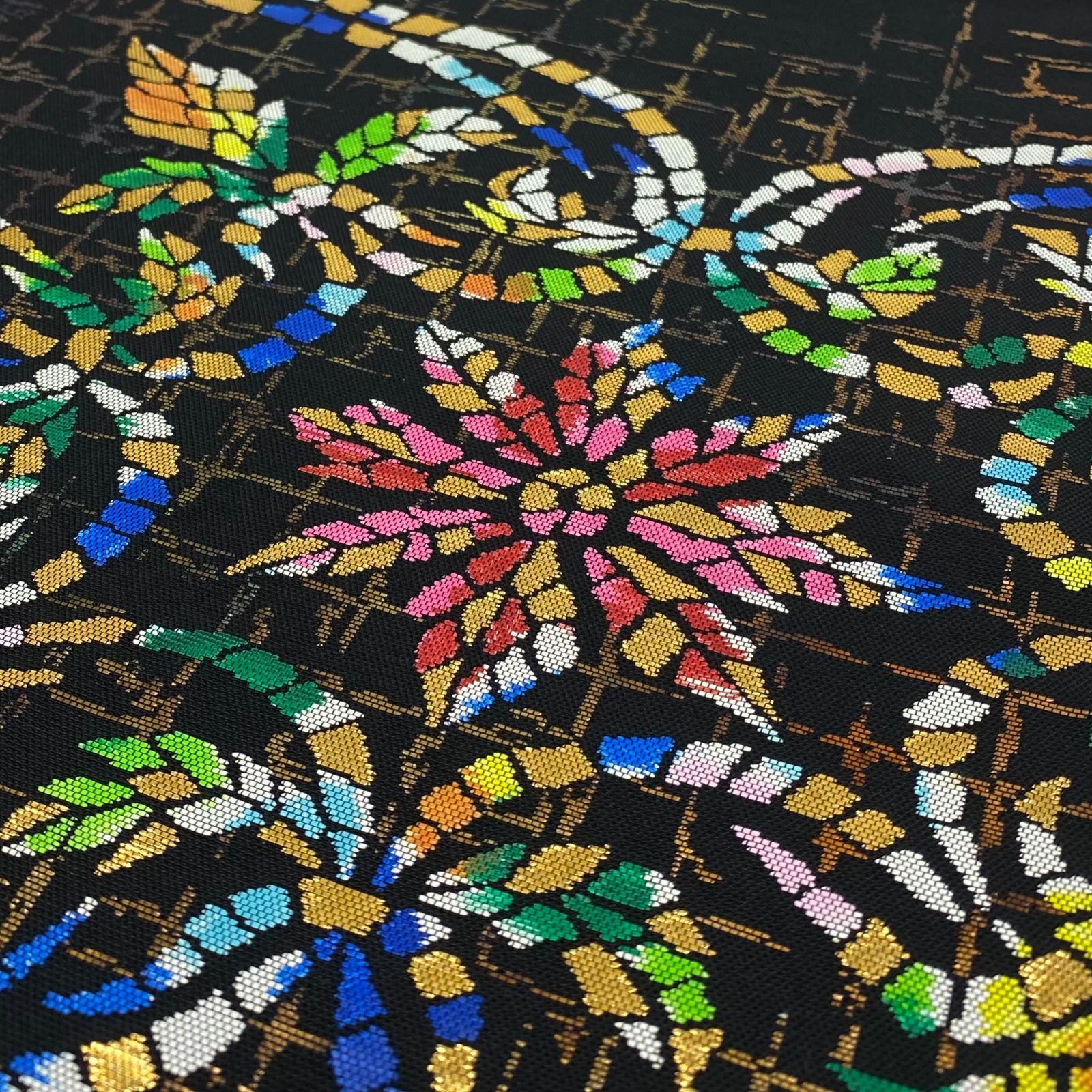 MI　名古屋帯【たつむら】龍村美術織物 九曜文 正絹 お太鼓柄 九寸帯 たつむら モザイク 九寸名古屋帯 金糸 正絹 お太鼓柄 D036 - メルカリ