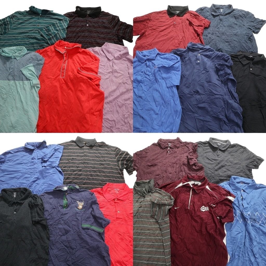 古着卸 まとめ売り ポロシャツ 20枚セット (メンズ 2XL ) ナイキ ボーダー 無地 ワンポイント 中古 古着 MY6122