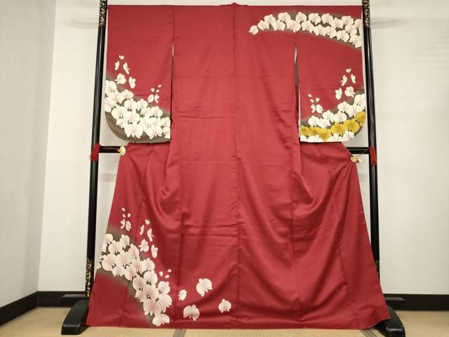 平和屋着物●小振袖 二尺袖 胡蝶蘭 暈し染め 金彩 洗える着物 AABC8096ck