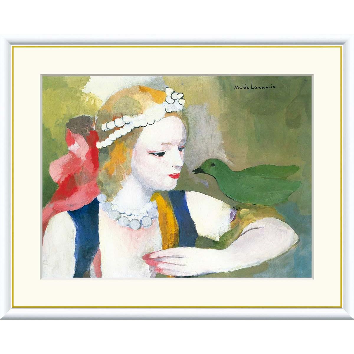マリー・ローランサン「鳥と女性」リトグラフ 154/250 額装 絵画 世界の名画 鳥と乙女 マリー・ローランサン 額入り インテリア