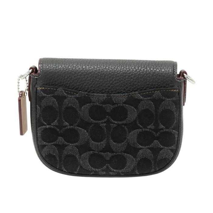 【Aランク】 コーチ COACH アメリア スモール サドル バッグ デニム / ソフト ペブル レザー シグネチャー CQ167 ショルダーバッグ クロスボディ 斜め掛け 肩掛け ポシェット レディース シルバー / ブラック 正規品 美品 中古 mbl23005 コーチ COACH アメリア スモール サドル バッグ デニム / ソフト
