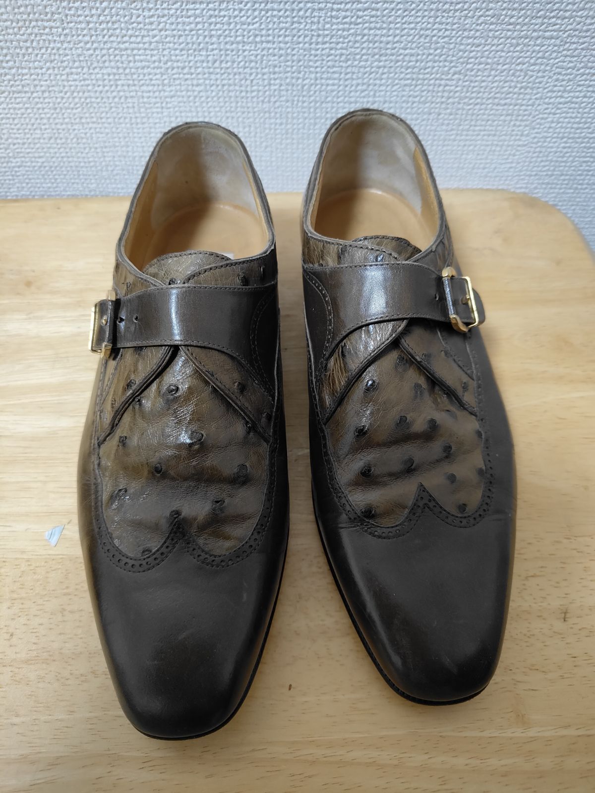 良品 MORESCHI 10 パイソン オーストリッチ モンクストラップ レザー 良品 MORESCHI 10 パイソン オーストリッチ モンクストラップ レザー