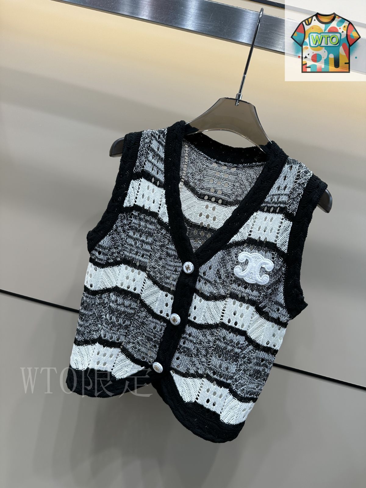 今日特価】Celine 25 夏季 刺繍ストライプ カラーブレンド