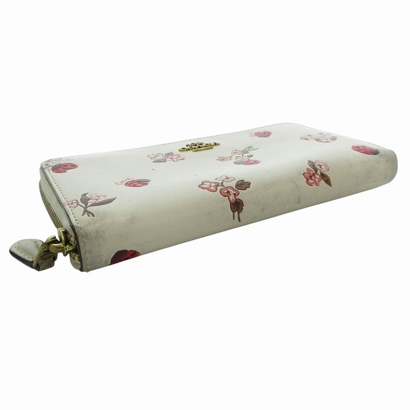 コーチ COACH 長財布 ウォレット 花柄 てんとう虫柄 ラウンド