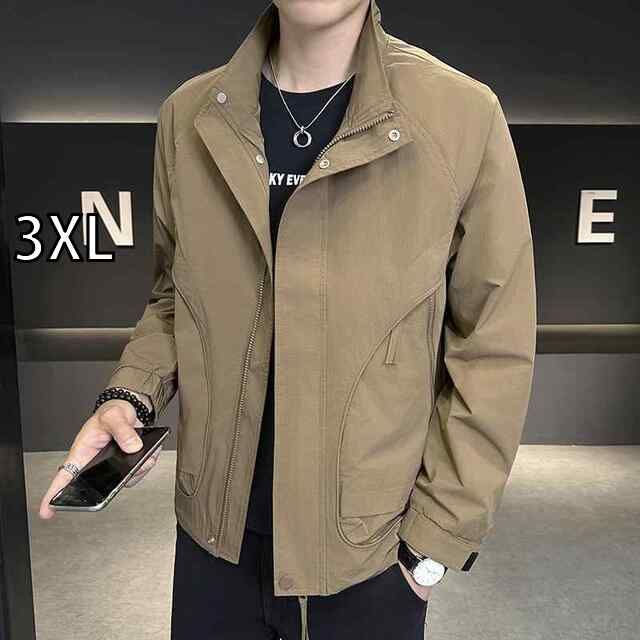 [3XL]春 コーデ メンズ 用 服 シンプル ファッション オシャレ 大人 かっこいい 紳士服 カジュアル スタンドカラー ジャケット 春秋  カジュアル 通勤スタイル 重ね着コーデ ゆったりシルエット 軽アウター