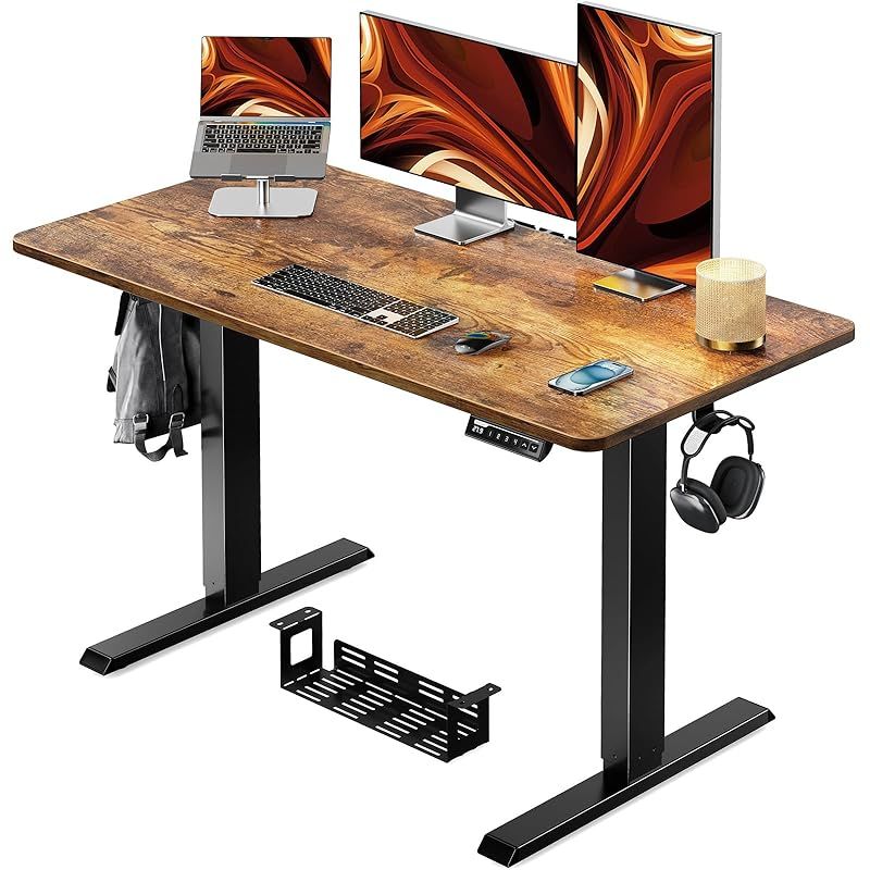 ErGear 電動 昇降式デスク 一枚天板 スタンディングデスク 幅120cm 高さメモリー機能 上下自動昇降 衝突検知 静音 収納フック付き パソコン pc ゲーミングデスク テーブル テレワーク ケーブル