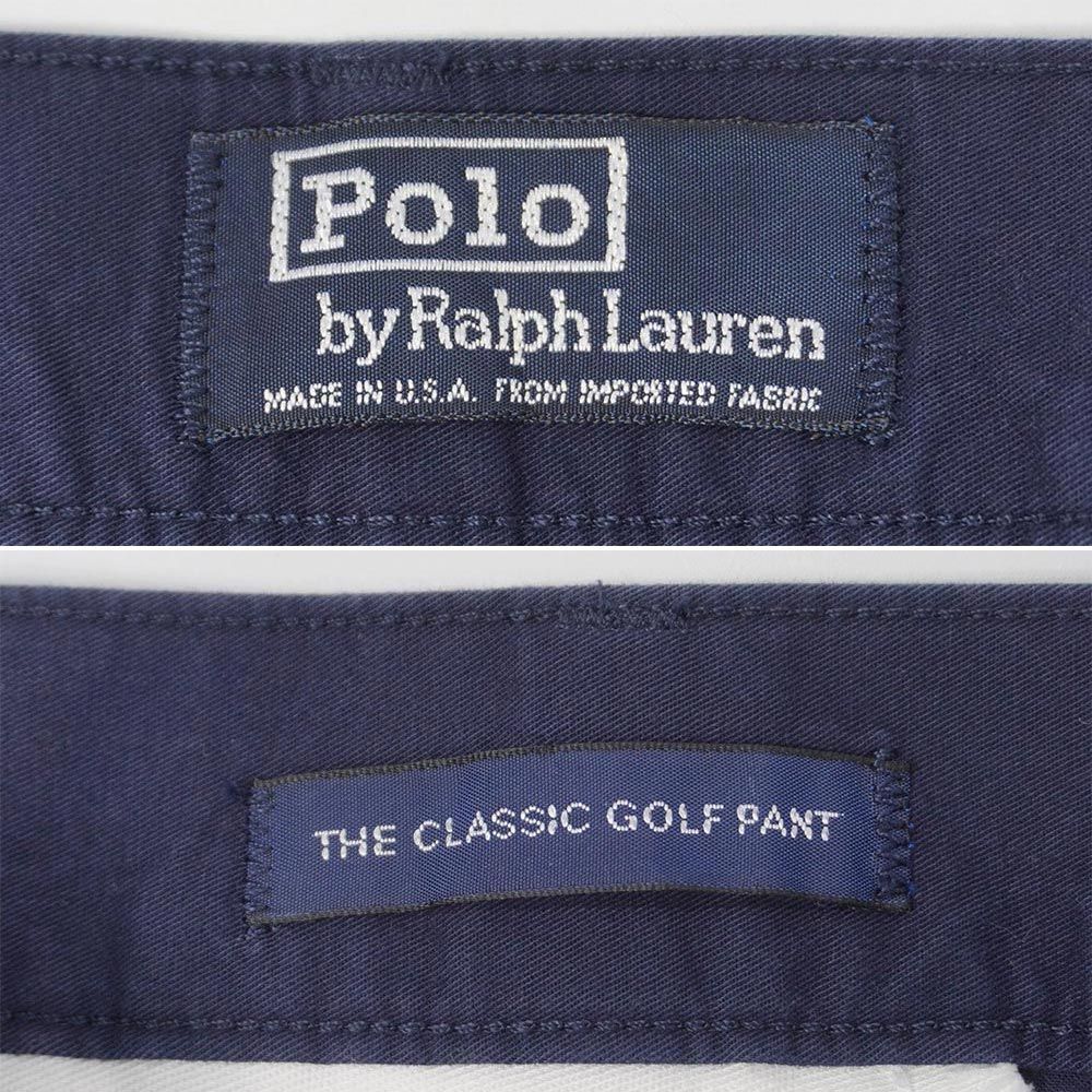  ポロラルフローレン POLO RALPH LAUREN 90 s 2タック ポプリントラウザー MADE IN USA アメリカ製 CLASSIC GOLF PANT チノ ヴィンテージ 古着 パンツ ネイビー 紺 W 36 チノパン パンツ