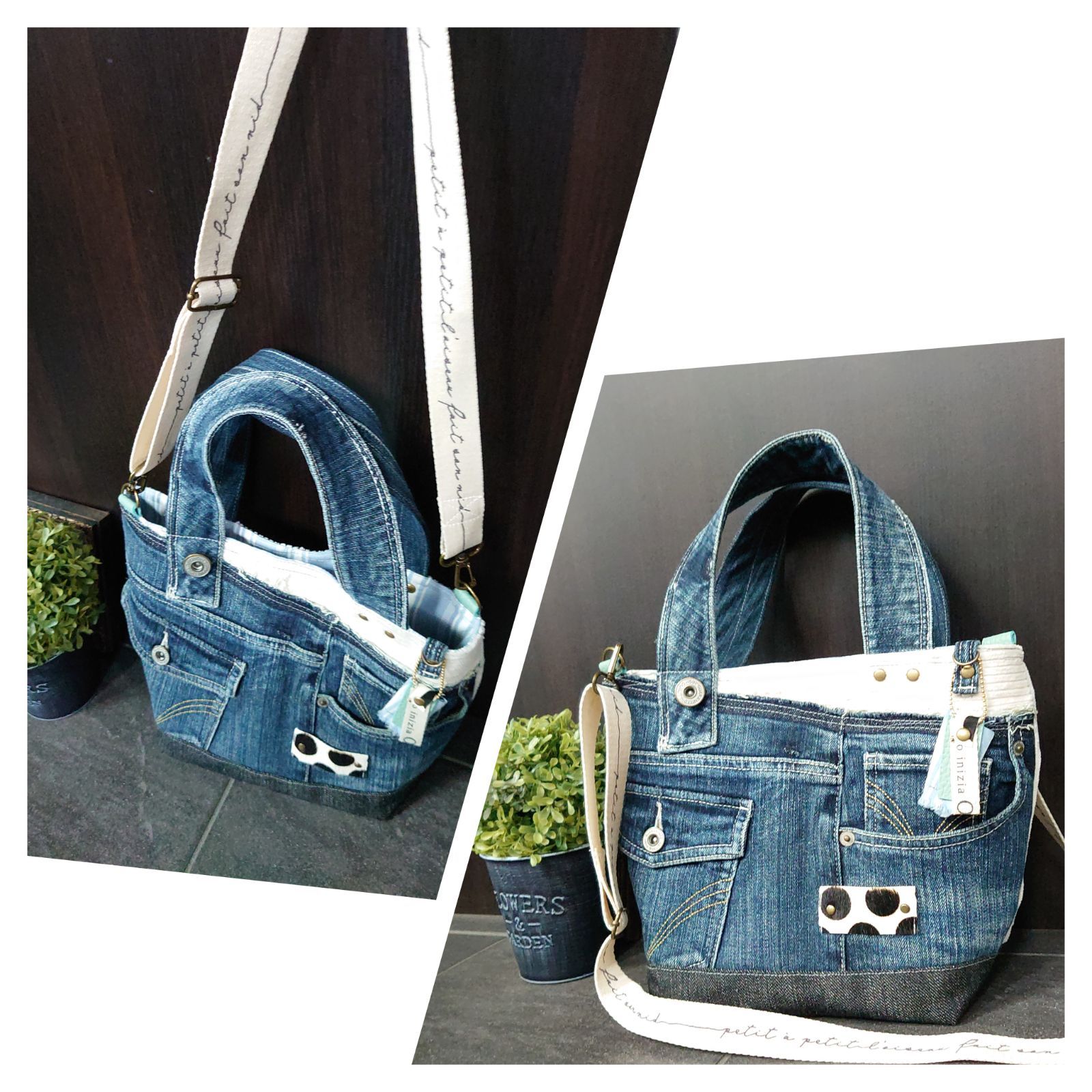 室内搬入設置無料 No181【DENIM✖️whiteコーデュロイBAG❤️】デニム