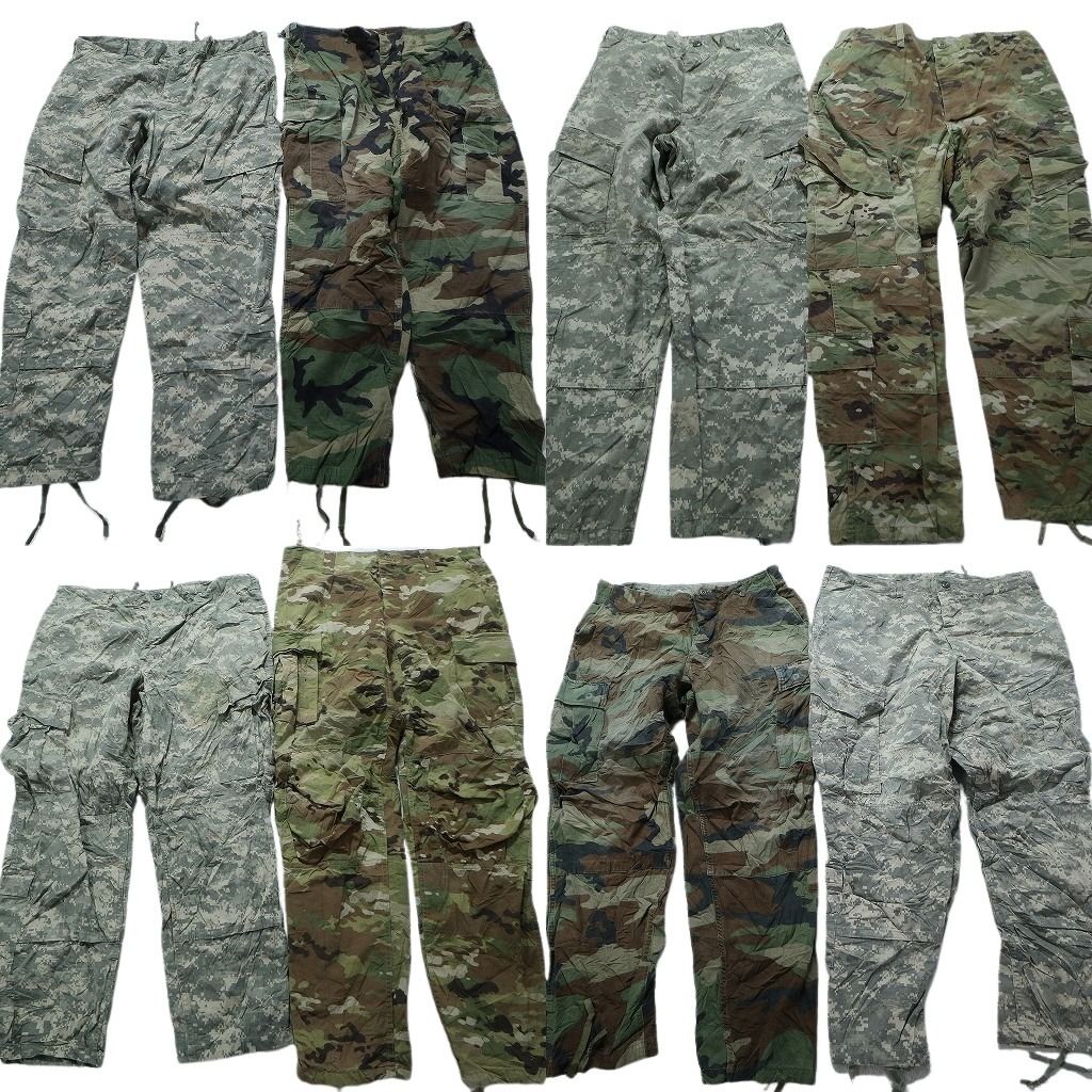 古着卸 まとめ売り 米軍実物 フィールドパンツ  カモ柄MIX ミリタリー 8枚セット (メンズ M /L ) ウッドランドカモ  マルチカム MW2977