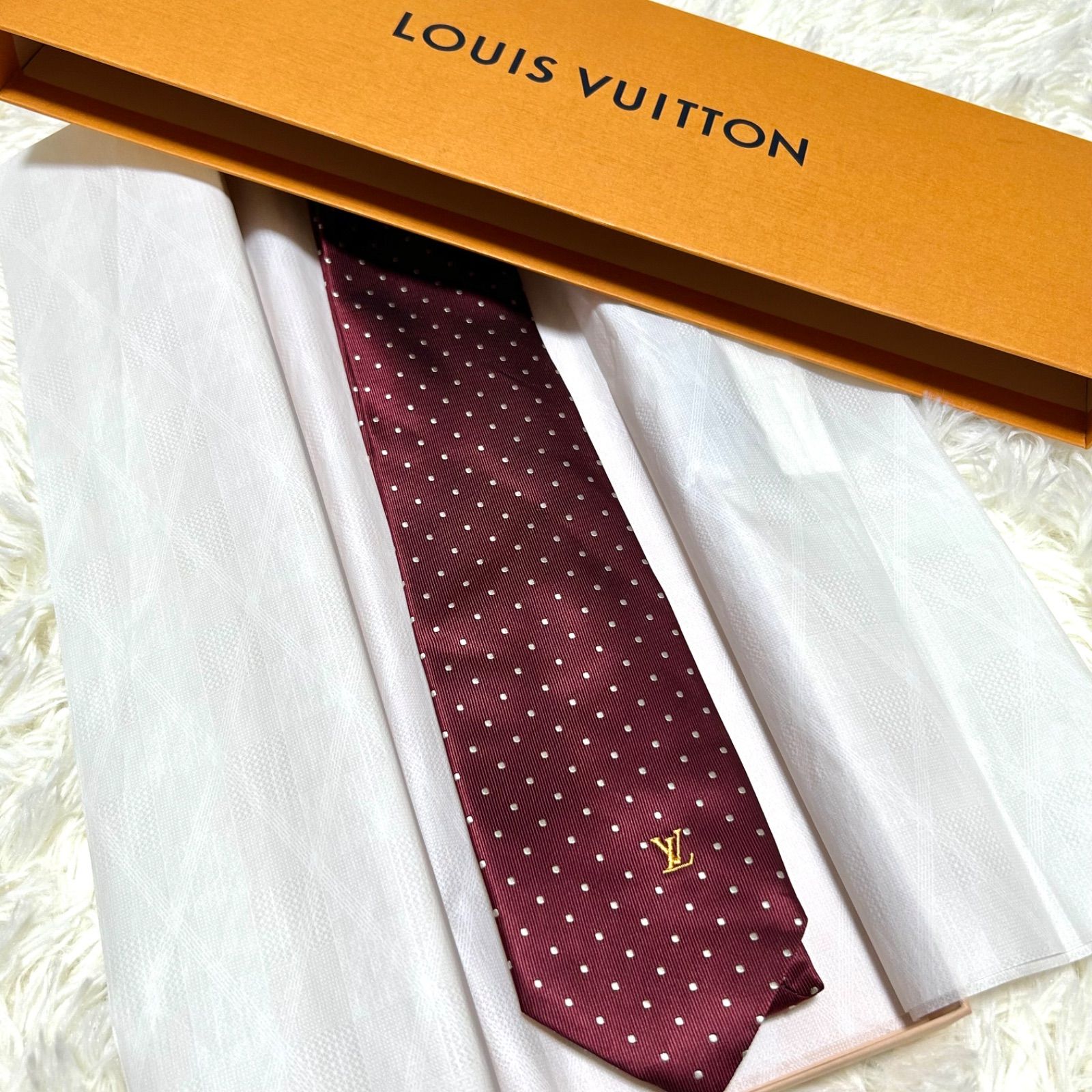 ルイヴィトン Louis Vuitton ネクタイ シルク100% ワインレッド ルイヴィトン Louis Vuitton ネクタイ シルク100% ボルドー