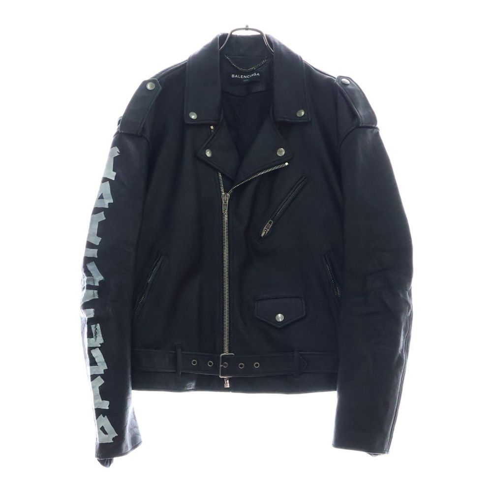 一流の品質 (バレンシアガ) BALENCIAGA 18SS 袖ロゴペイント ユーズド加工 ジャケット・アウター