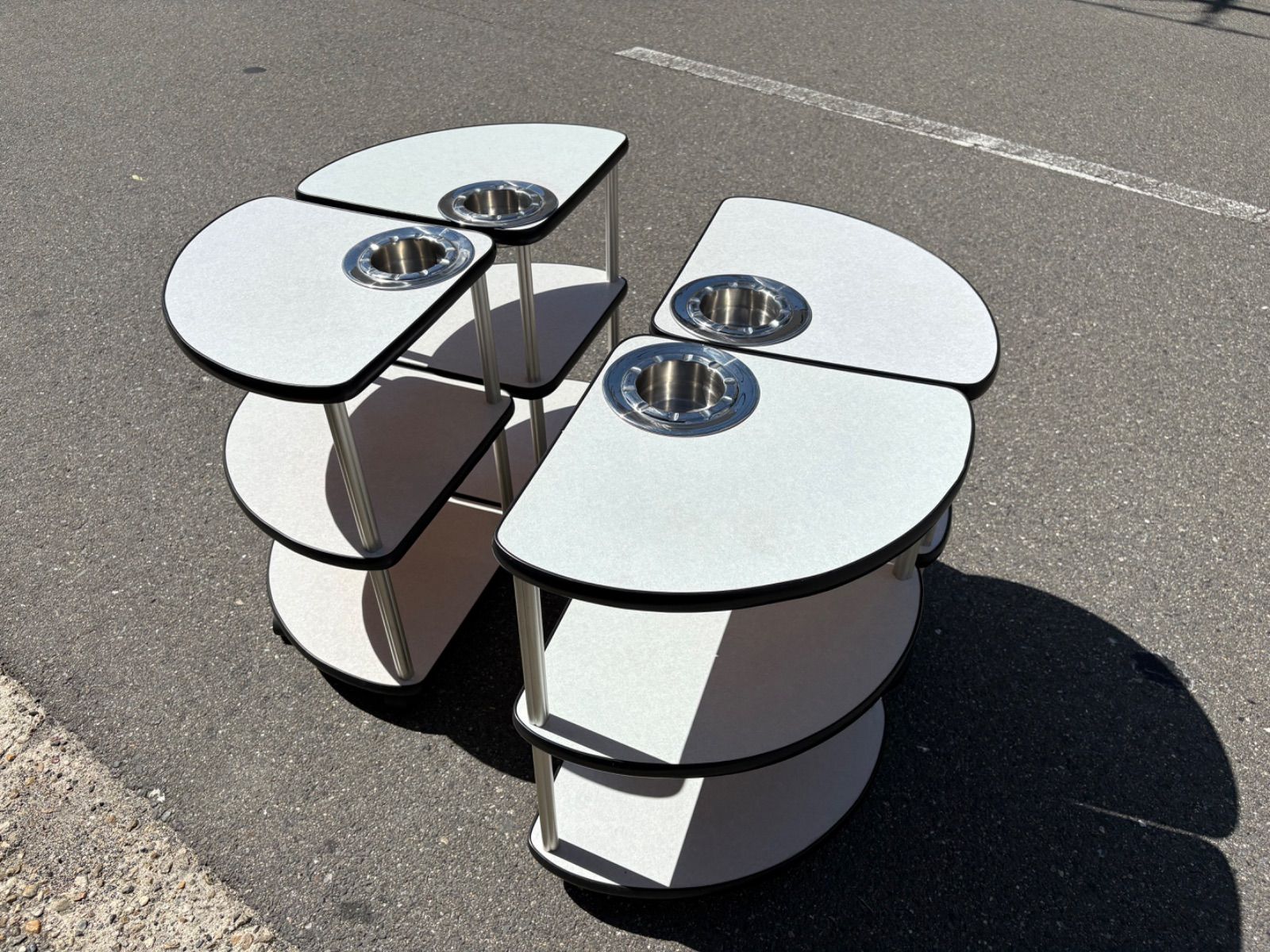 麻雀卓 サイドテーブル キャスター付 丸型 灰皿 セット売り 4つセット 大